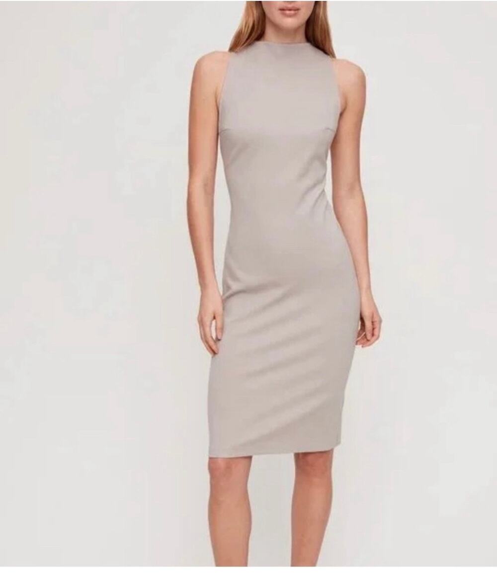 Aritzia Babaton Matheson Mock Neck Ponte Fitted Bodycon Dress In Slate. Size 2